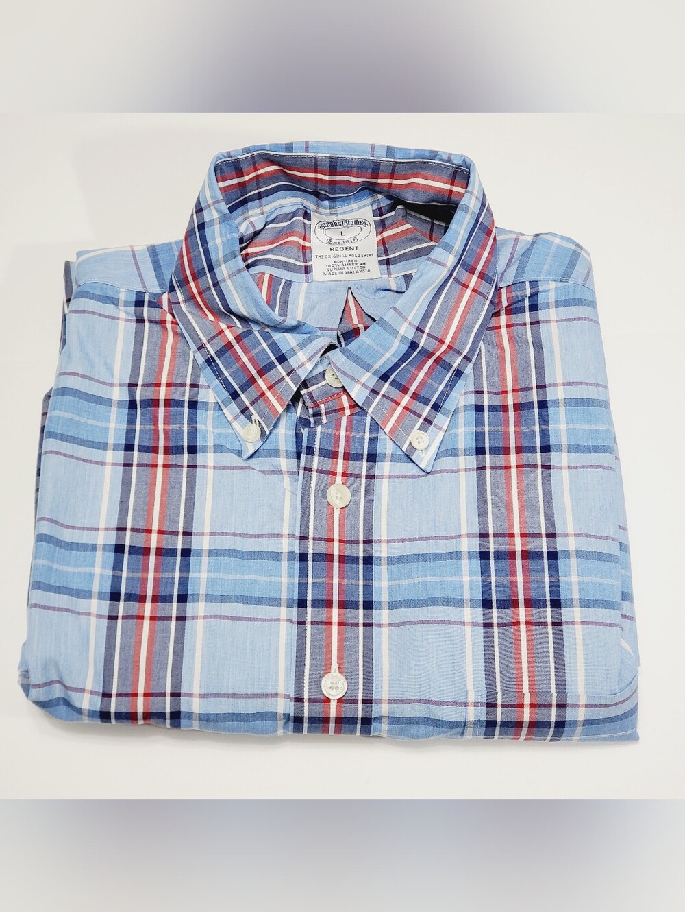 Brooks Brothers Men's Casual Long Sleeve Shirt Blue & Red  Plaid Pattern Large